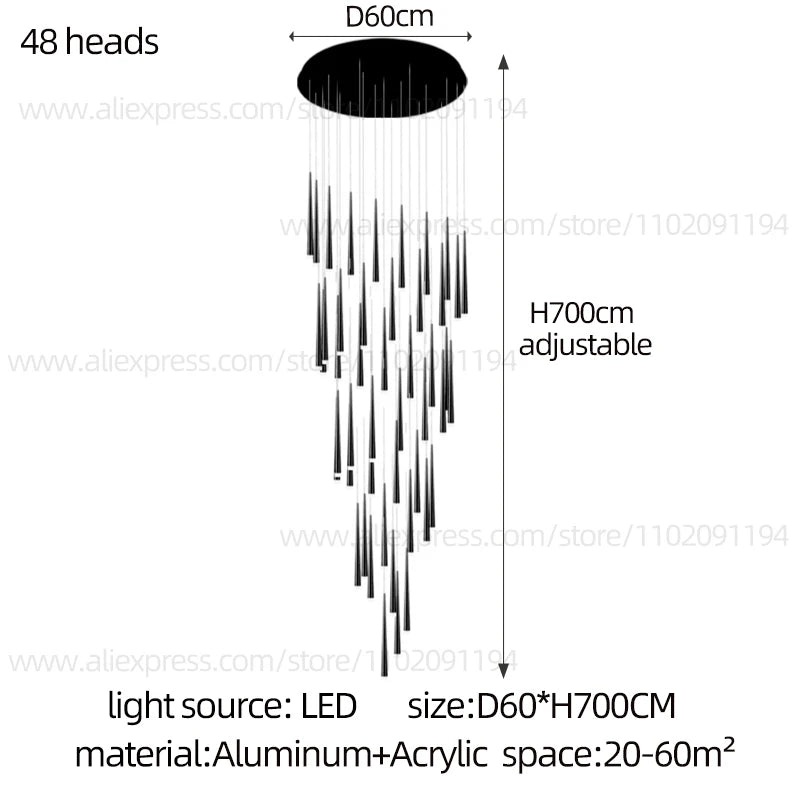 LED Modern Chandelier Minimalist Nordic Pendant Gold And Black Hanging Wire Living Room Long Chandelier Large Staircase Pendant