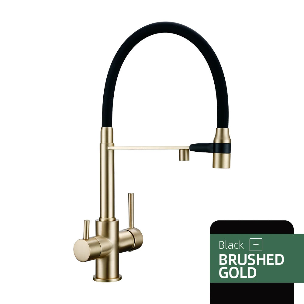 Gunmetal Kitchen Faucet  Brass 3 Ways Sink Mixer Black Hose Mount Pull Out Dual Spray Nozzle Water Kitchen Taps