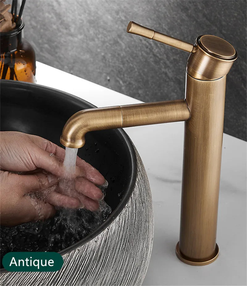 Antique Bronze Basin Faucets Bathroom Faucet Hot & Cold Brass Bathroom Sink Faucet Rotating Lavotory Faucet  Mixer Water Tap