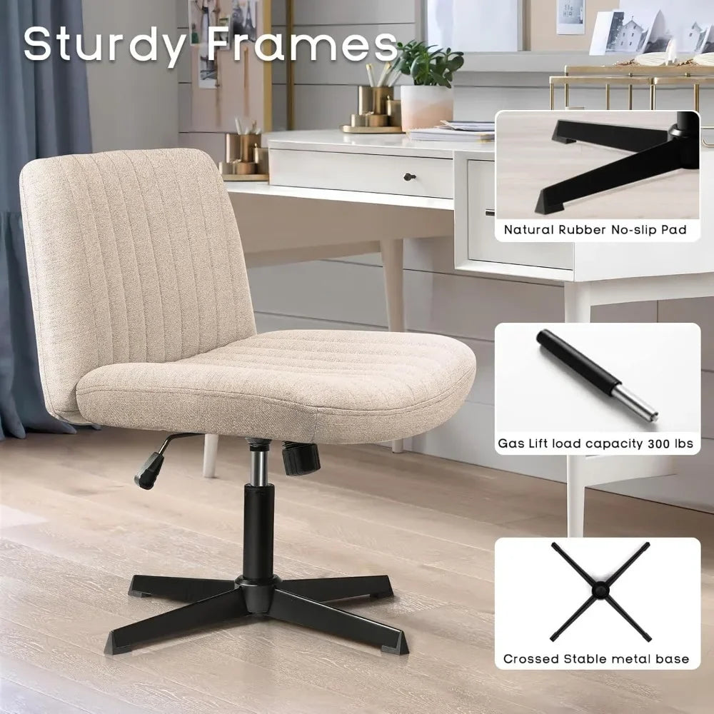 Criss Cross Chair,Armless Cross Legged Office Desk Chair No Wheels,Fabric Padded Comfy