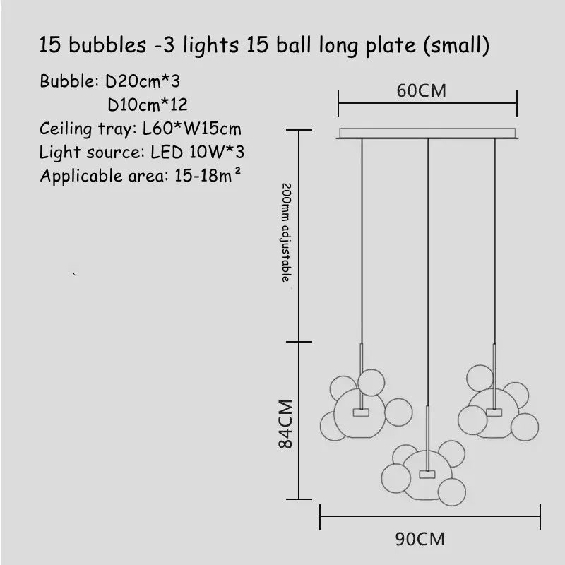 Modern Art Deco Glass Bubble Chandelier Customized Living room Droplight for Children Dining room Bar Indoor Decor Light Fixture