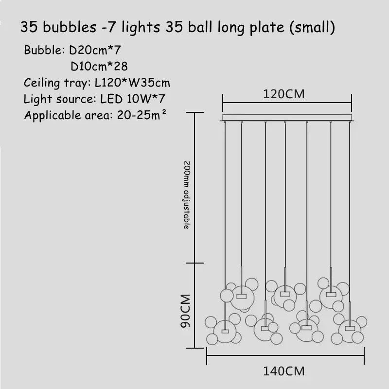 Modern Art Deco Glass Bubble Chandelier Customized Living room Droplight for Children Dining room Bar Indoor Decor Light Fixture