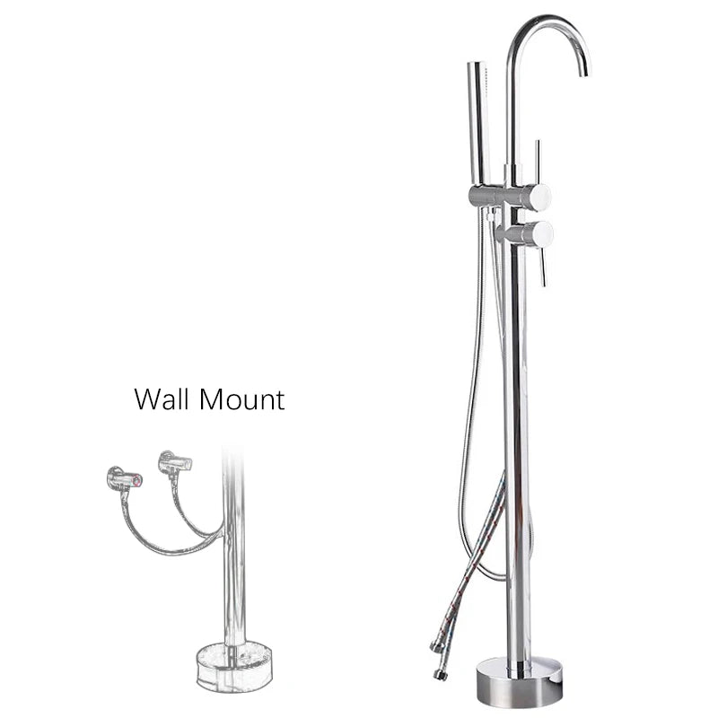 Brass Bathtub Faucet Freestanding Tub Filler Faucet Standing High Flow Shower Faucets  Wall/Floor Mount Bathtub Faucet