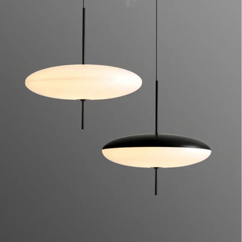 Modern Simple Astep Pendant Light Restaurant Living Lamp Bedroom Study Bar LED Lamp Black And White UFO Chandelier