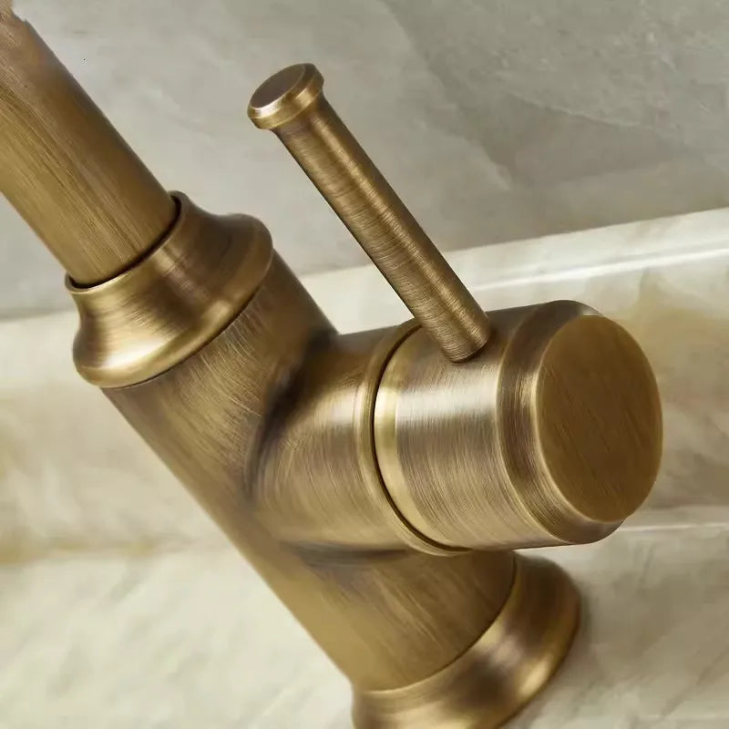 Basin Faucet Total Brass Lead Free Single Lever Hot and Cold Antique Mixer Sink Tap Bathroom Mixer