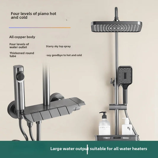 Shower Set Faucets Bathroom  Piano Button Switch Bath Shower Rain Shower Complete Bathroom Head Douche