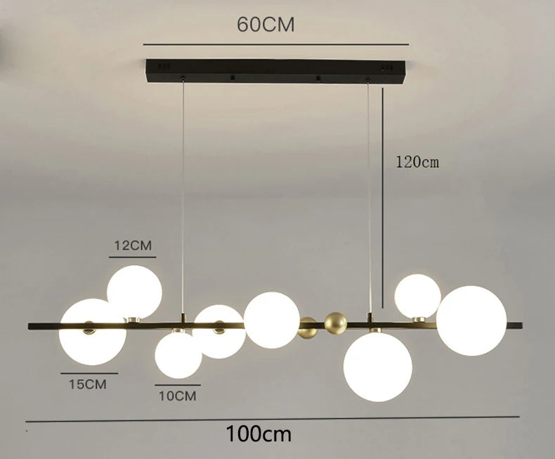 Nordic Chandeliers with 8 Oversized Glass Bulbs