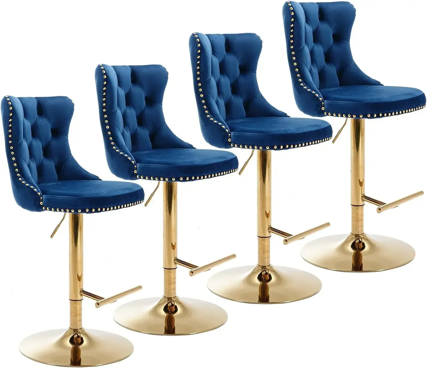 High Back Button Tufted Bar Stools Set of 4 Adjustable Counter Height