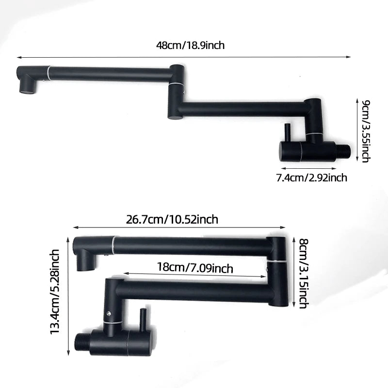 Baokemo Folding into the Wall Faucet 304 Stainless Steel Universal Rotation Faucet Kitchen Concealed Single Cold Faucet