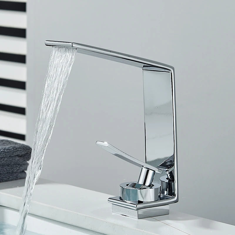 ULGKSD Bathroom Basin Faucet Modern Mixer Tap Single Hole Crane Hot&Cold For Bathroom Faucet Deck Mounted Various Basin Sink Tap