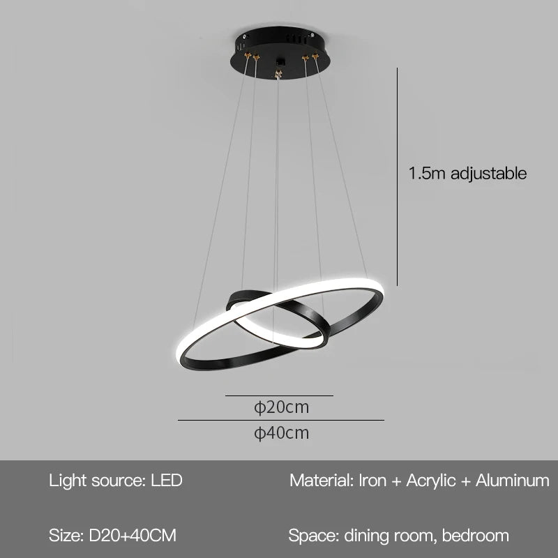 Modern Round LED Chandeliers for Living Room Dining Room Kitchen Island Luster Pendant Lights Fixture Home Decor Indoor Lighting