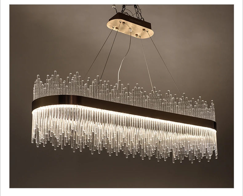 Modern Luxury Drawing Room Glass Led Chandelier Dining Room Led Dimmable Pendant Lamp Lustre Gold Metal Lamp Fixtures Lamparas