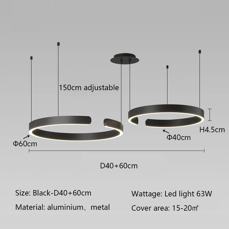 Modern Minimalist Semicircular Ring Led Chandelier For Lighting Living Dining Room Pendant Light Bedroom Hanging Lamp Luminarias