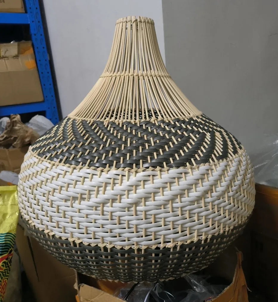 New Rattan Pendant Lights Creative Color Matching Rattan Lamp Chinese Style Luminaire for Dining Room Restaurant Suspension Lamp