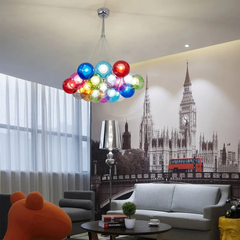 Glass Modern LED Ball Bubble Hanging Lamp