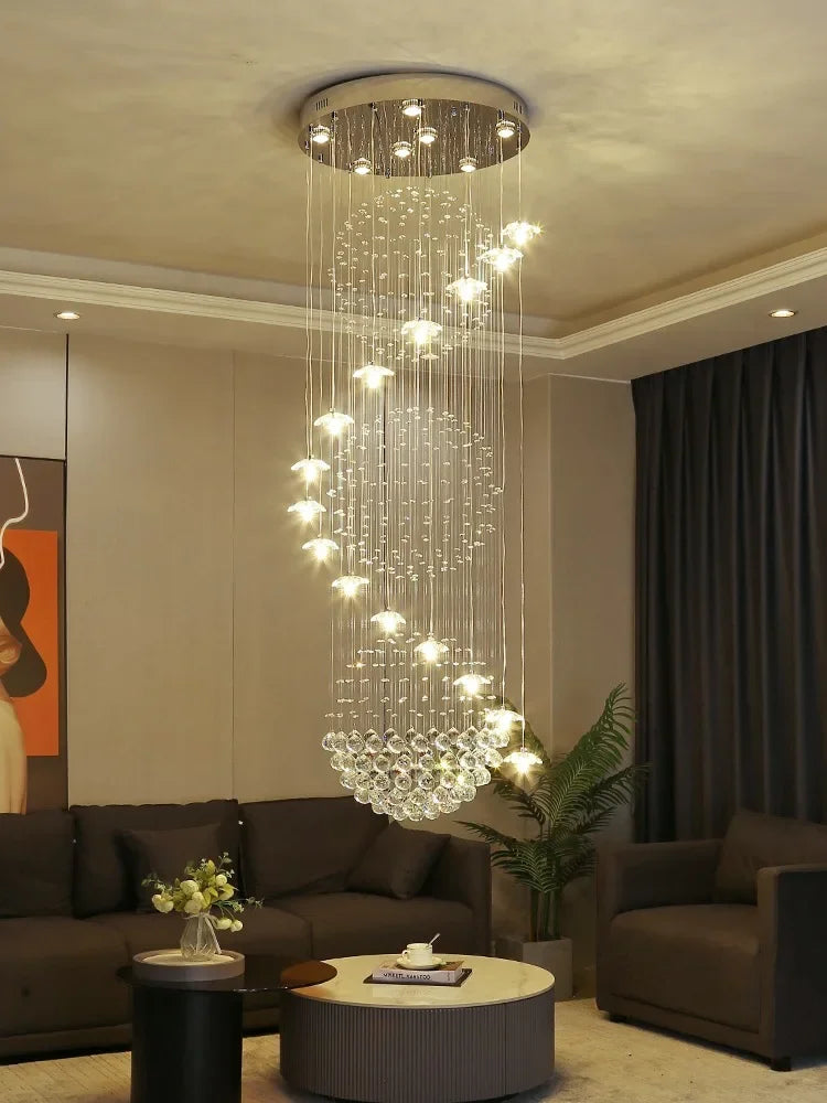 Modern Long Staircase Crystal Chandelier