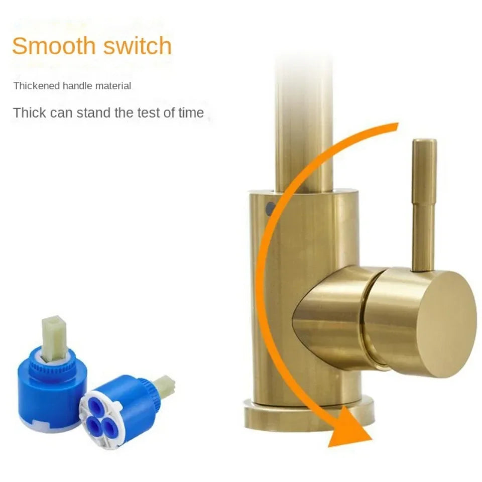 Kitchen Faucets Gold Square Single Handle Sink Faucet Stainless Steel Hot and Cold Deck Mount Water Taps Grifos De Cocina