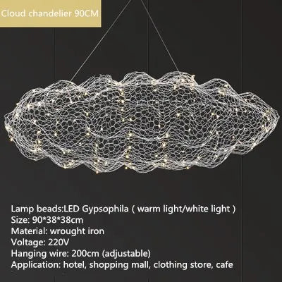 Art Decor Hollow Cloud Pendant Lights For Living Room Bedroom Staircase Danish Design Lamp Industrial Loft Firefly Chandelier