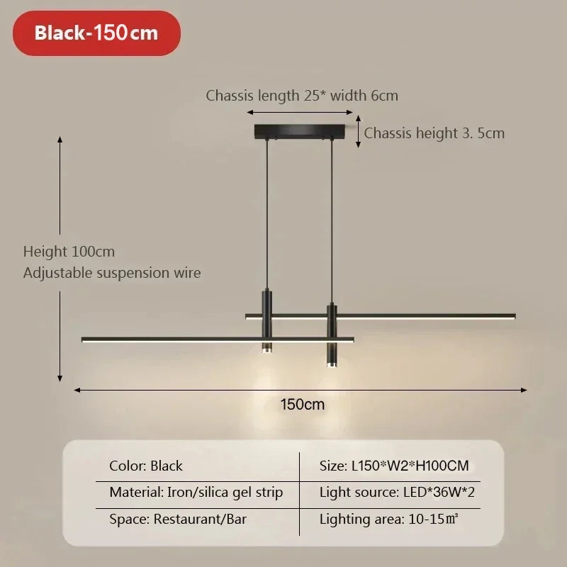 Modern Black + Gold Dimmable LED Pendant Lamp