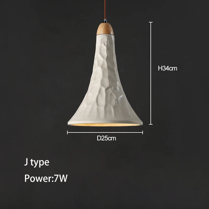 Led Pendant Light Bedroom Bedside Chandelier High Concrete Cement Ceiling Hanging Lamp Restaurant Bar Art Loft Designer Lighting