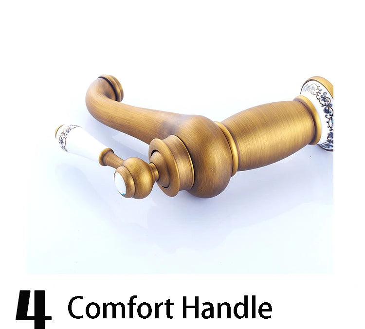 Retro European Bathroom Basin Faucets Gold Mixer Tap Ceramic Decoration Plating Chrome Single Handle Hot And Cold Deck Mounted