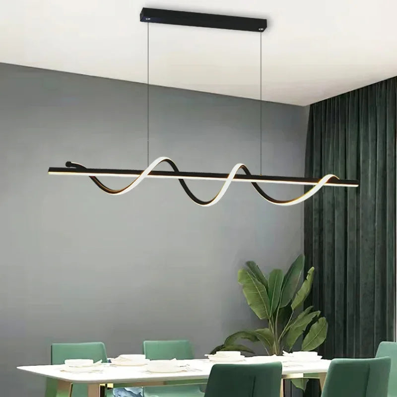 Modern Linear and LED Rope Pendant Lamp