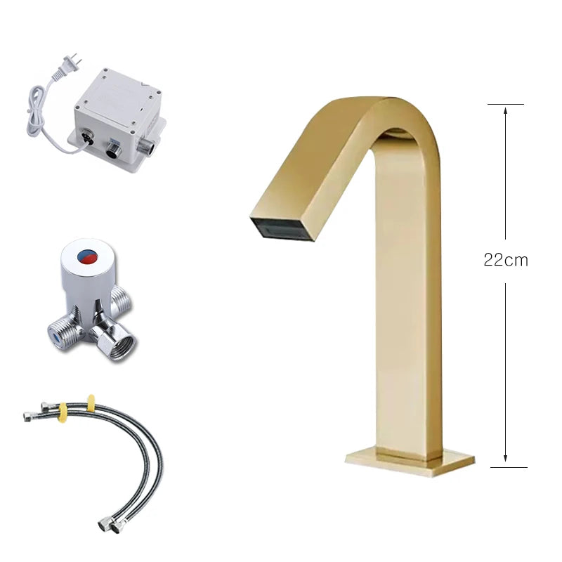 OXG Black/Chrome Smart Sensor Basin Faucet Automatic Sensor Waterfall Basin Sink Faucet Bathroom Faucet Washbasin Faucet