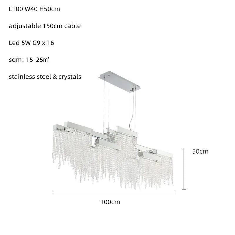 Postmodern Luxury K9 Crystal Chandelier Led G9 Chrome Steel  Chandelier Dining Room Living Room Home Hanging Lighting Fixtures