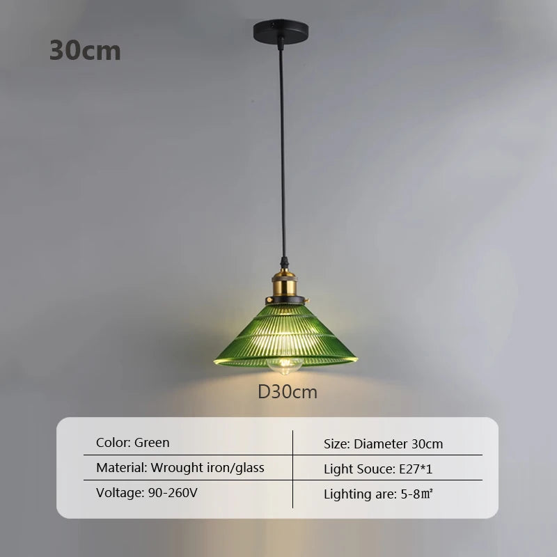 Suspension Green Stripe Glass Chandelier
