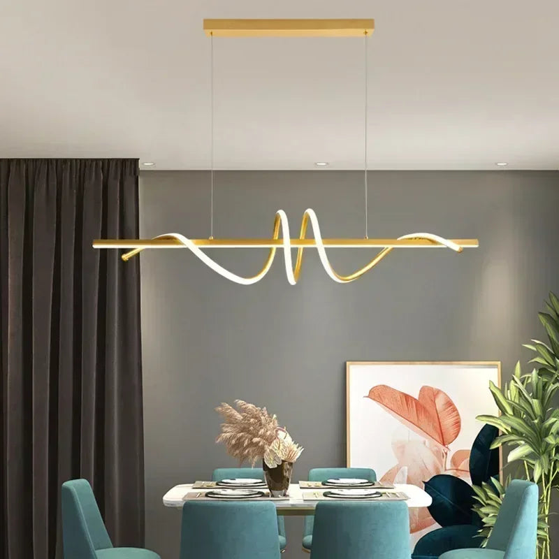 Modern Linear and LED Rope Pendant Lamp
