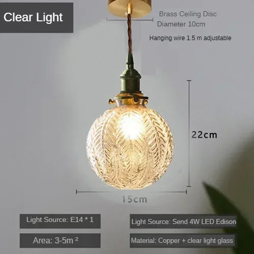 Glass Pendant Light Nordic Retro Chandeliers