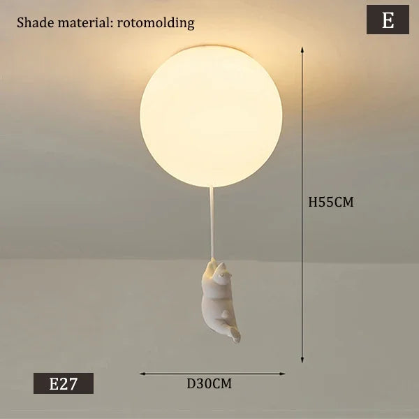 Designer Polar Bear Cartoon Pendant Chandelier for Kid Children Kindergarten Living Room Environment-friendly Resin LED Lamp
