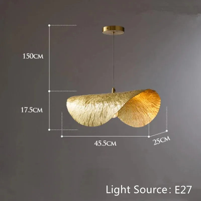 Lotus Leaf Hammered Brass Minimalist Pendant Lamp