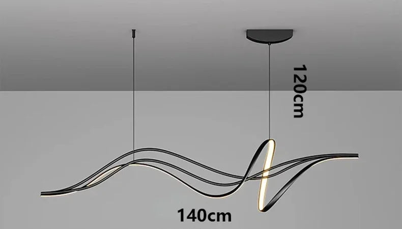 Modern Lines Led Pendant Light for Restaurant Dining Room Tables Kitchen Bar Counter Black Chandelier Home Decor Light Fixture