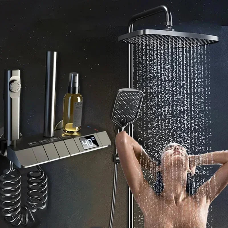 Bathroom Shower Faucet Set 4 Functions Digital Display