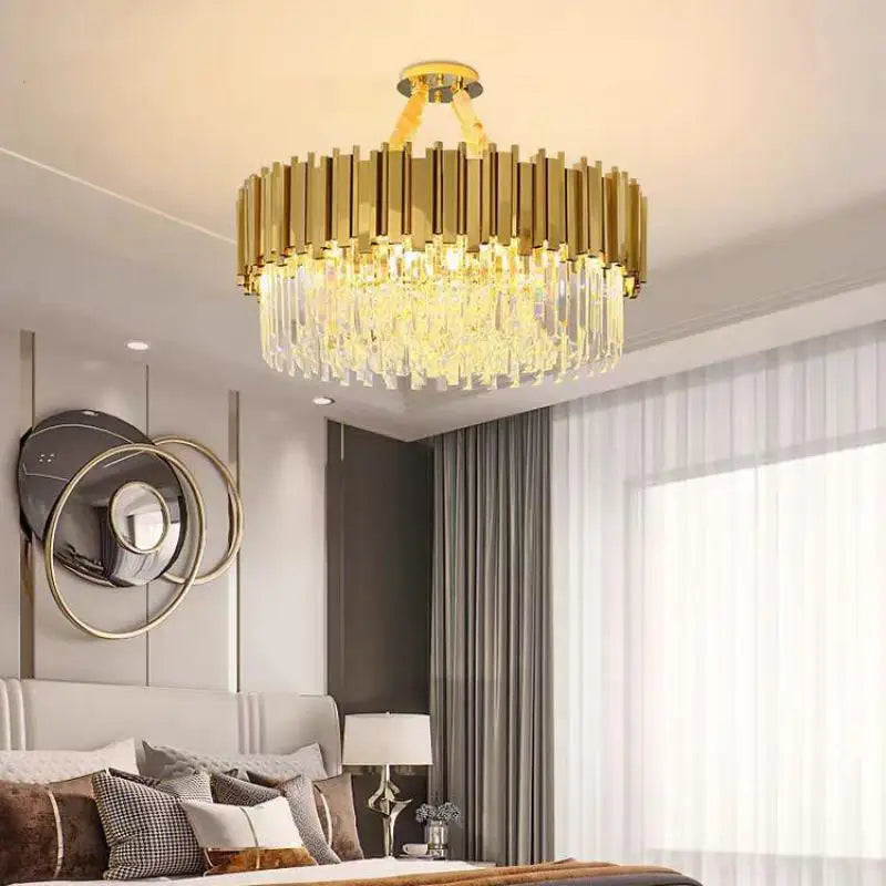 Luxury Gold Plated Crystal Led Pendant Lights