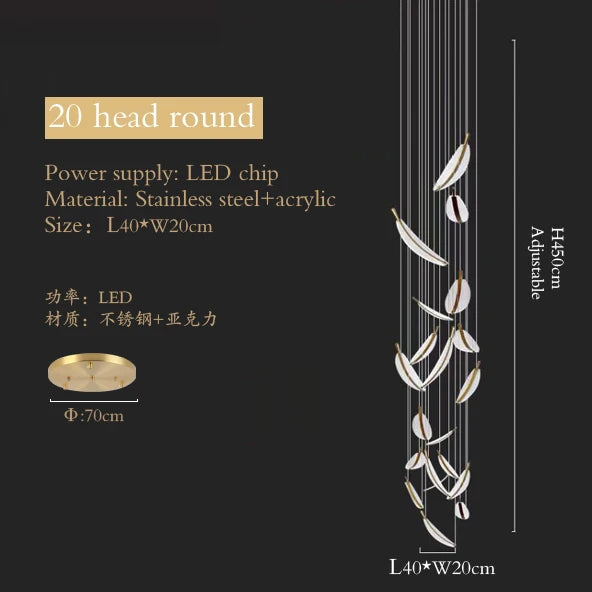 Luxury Modern Minimalist Leaf Art Chandelier