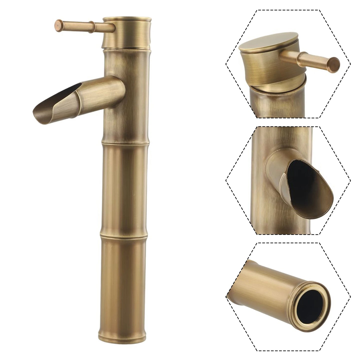 Bathroom Vanity Faucet Single Handle Hole Bathroom Sink Faucet Basin Mixer Tap Antique Brass Supply Hose Tap Hot Cold Water