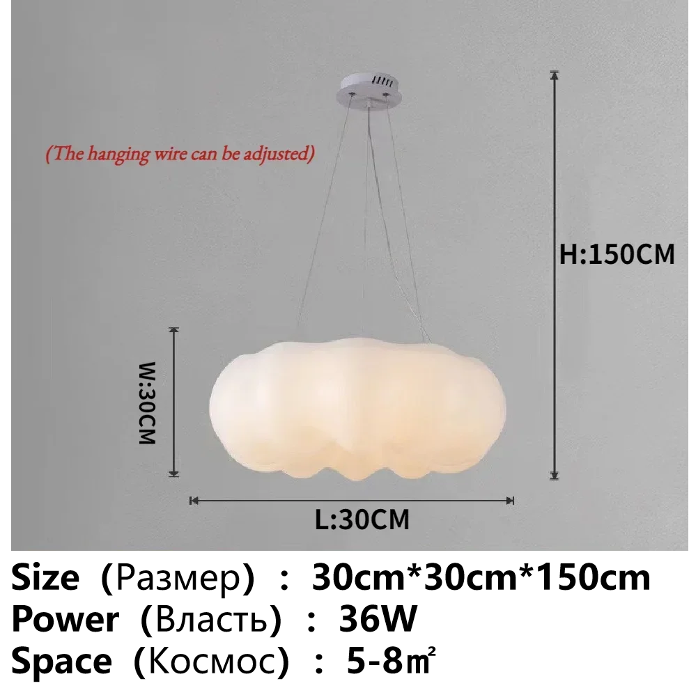 White Cloud Ceiling Light Led Chandelier for Children Bedroom Living Room Dining Room Learning Creative Decorative Lighting