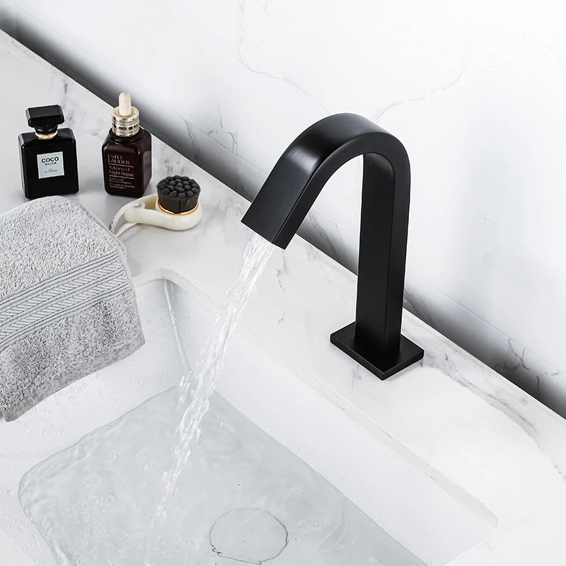 OXG Black/Chrome Smart Sensor Basin Faucet Automatic Sensor Waterfall Basin Sink Faucet Bathroom Faucet Washbasin Faucet