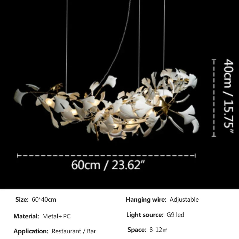 Round Ginko Leaf Chandelier Light For Bedroom Living Dining Room Modern New Porcelain Leaves Pendant Lights Hanging Chandeliers
