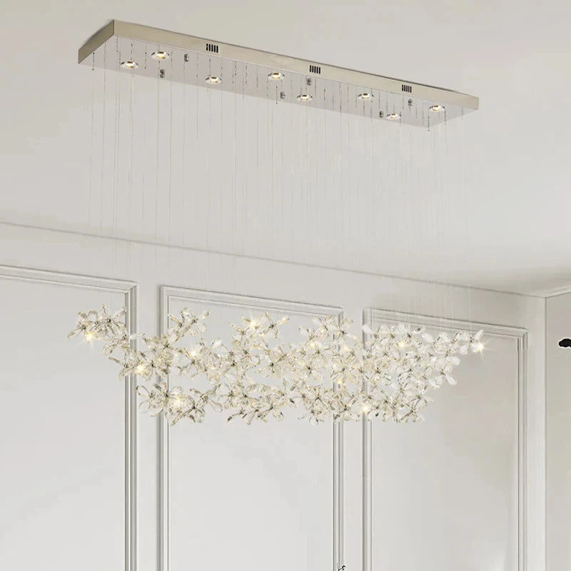 Modern Luxury Crystal LED Chandelier Large Home Design Flower Shaped Crystal Decorative Lighting Fixture For Restaurant Barl