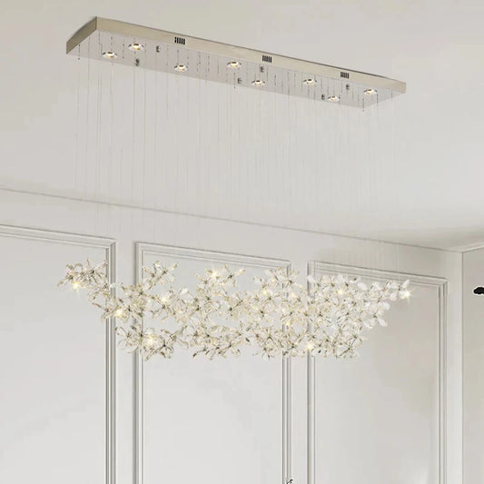 Modern Luxury Crystal LED Chandelier Large Home Design Flower Shaped Crystal Decorative Lighting Fixture For Restaurant Barl
