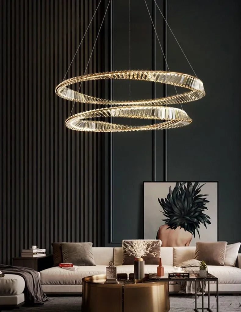 Modern Gold Ring Remote Dimmable Luxury Pendant Light