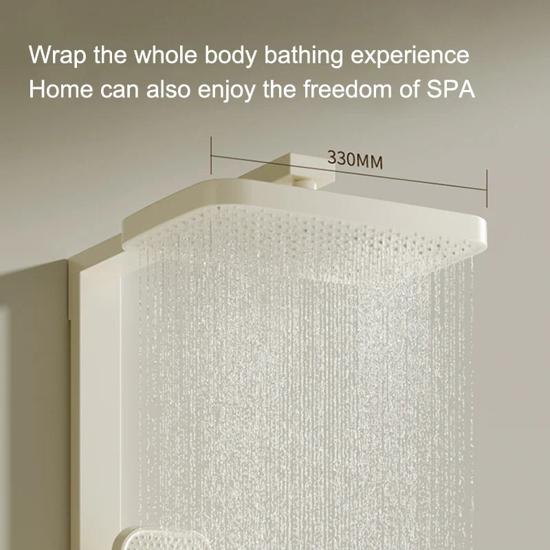 Milk White Shower Thermostat Shower Set Home Digital Display Shower Fine Copper Bath Pressurized Bathroom Shower Nozzle