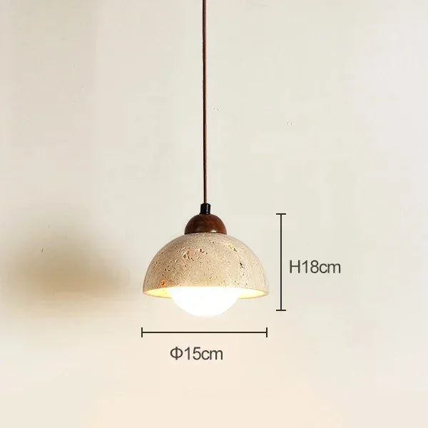 Stone Pendant Lamp Wood Hanging Light