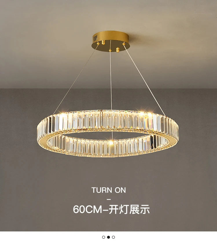 Crystal Chandelier in Simple Stainless Steel or Gold