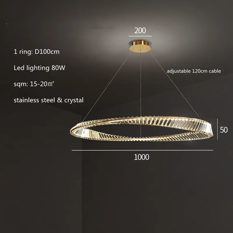 Modern Gold Ring Remote Dimmable Luxury Pendant Light