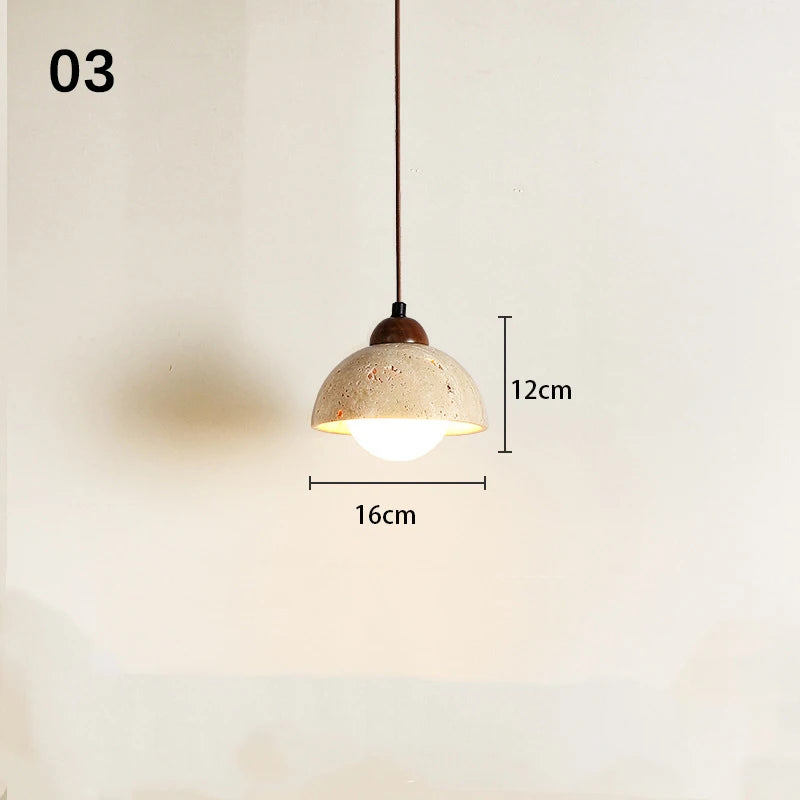 SANDYHA Retro Yellow Hole Stone Bedside Small Pendant Lamp Creative Designer Led Lighting for Bedroom Dining Room Lustre Decor