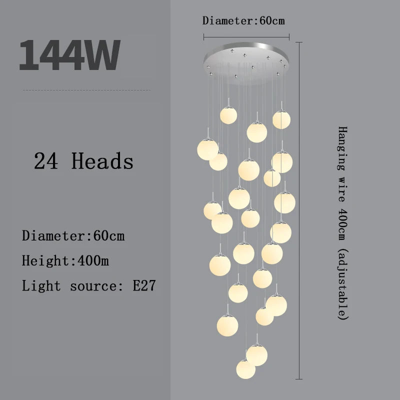 Stairs Modern Nordic Chandelier Loft Duplex Living Room Hotel Lobby Long Chandelier Home Decorative Lighting